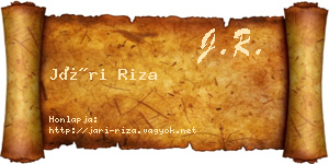 Jári Riza névjegykártya